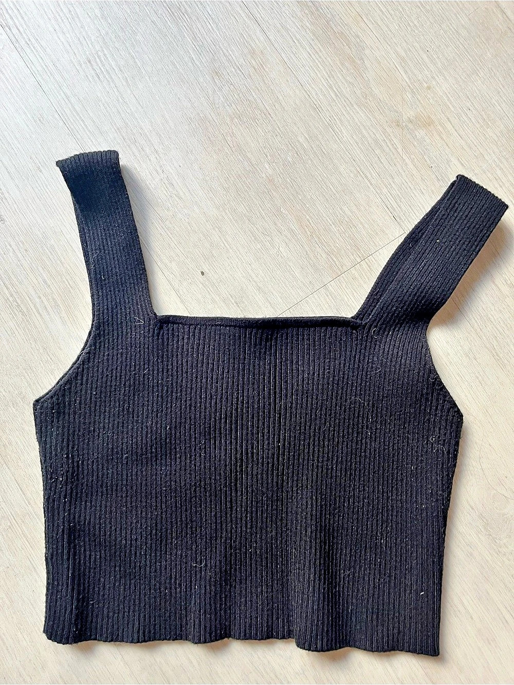 Black Ribbed Square Neck Tank Top Like New